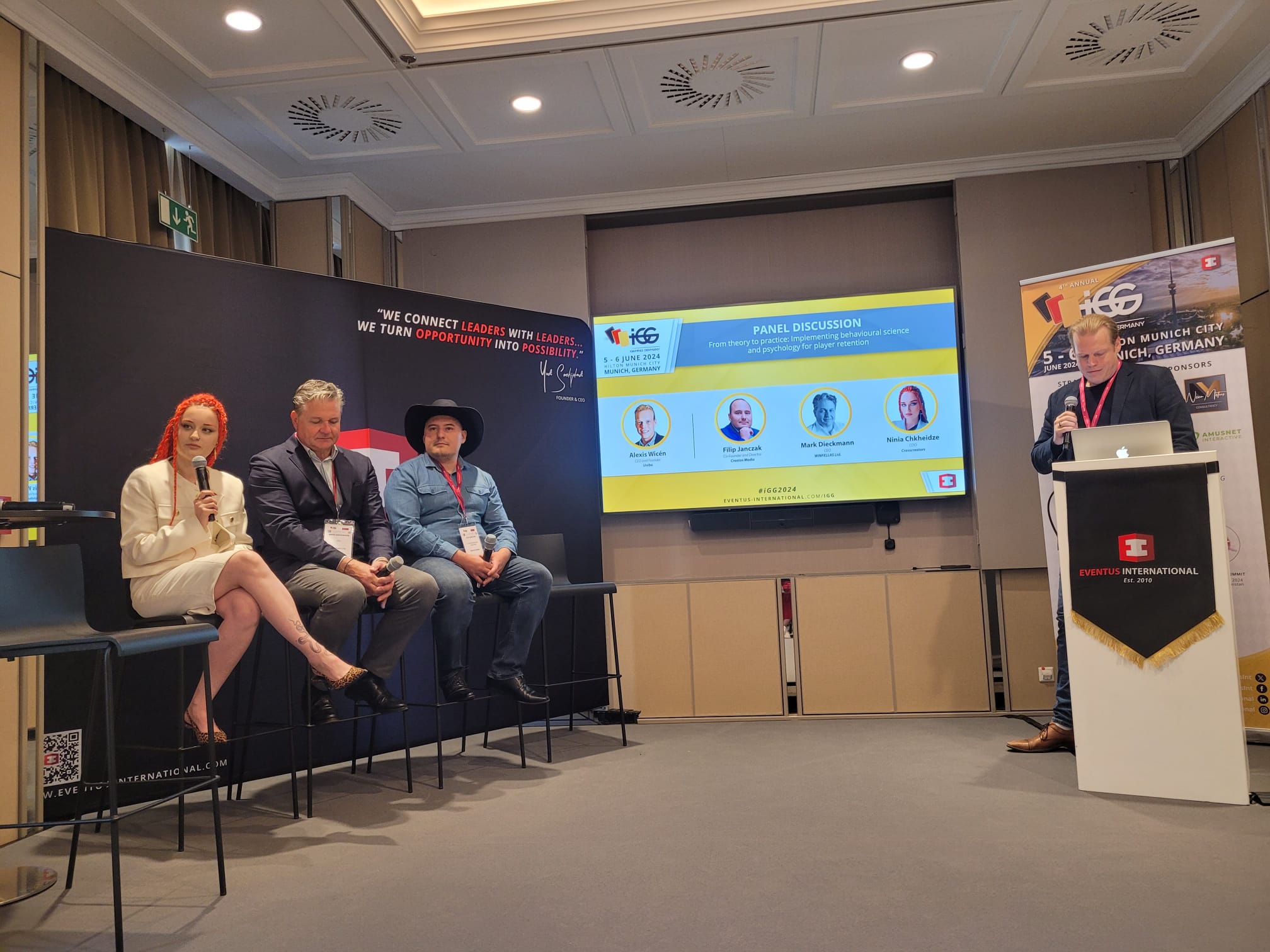 Filip participating in a panel discussion IGG 2024 Munich Germany